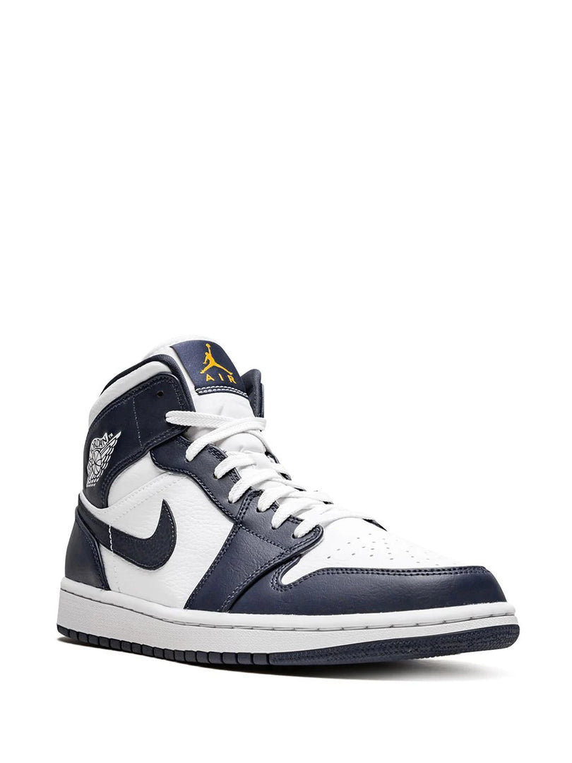 NIKE JORDAN 1 MID WHITE METALLIC GOLD OBSIDIAN