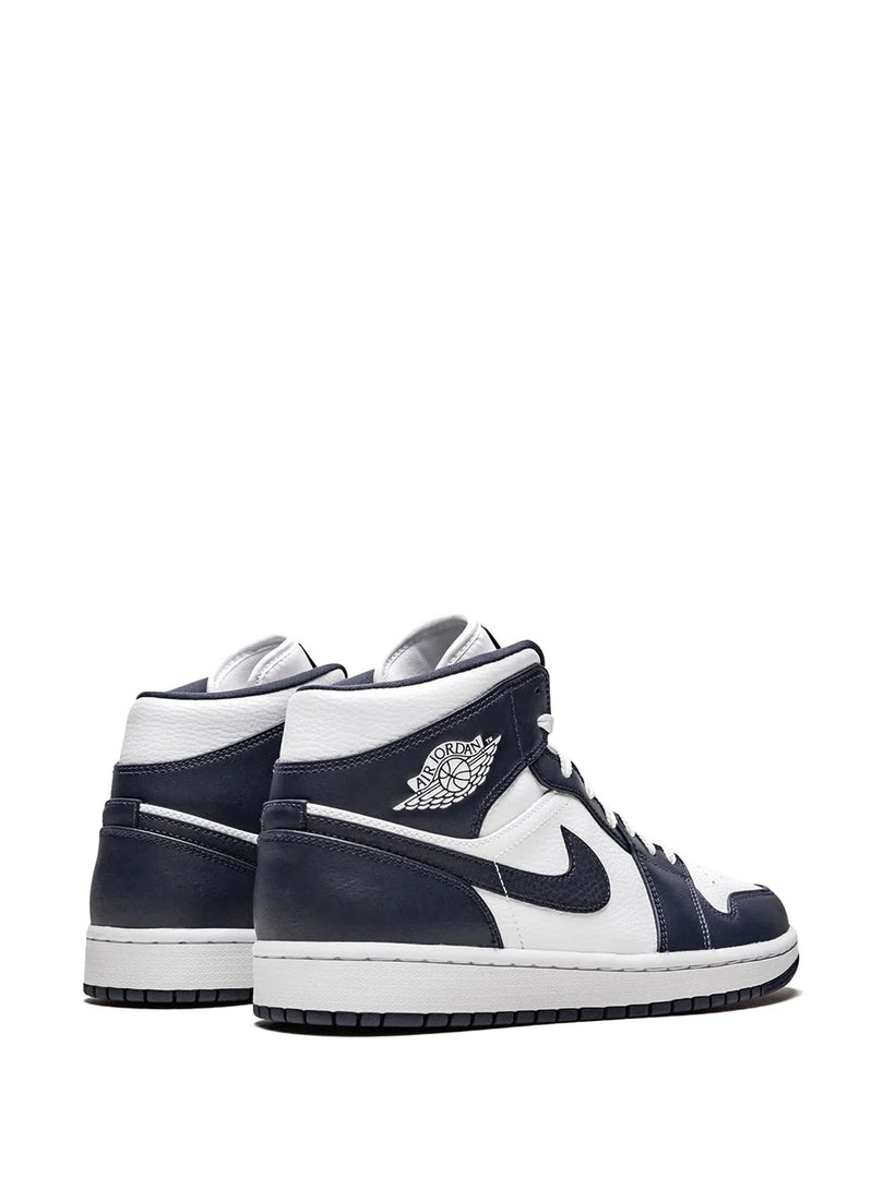 NIKE JORDAN 1 MID WHITE METALLIC GOLD OBSIDIAN