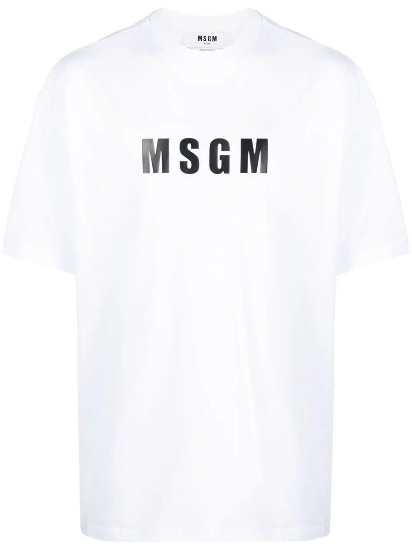 MSGM LOGO-PRINT-CREW-NECK T-SHIRT