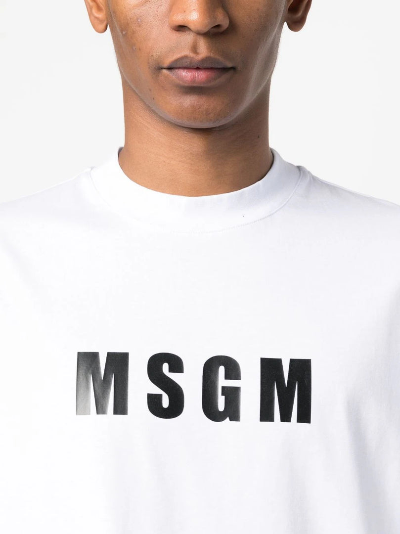 MSGM LOGO-PRINT-CREW-NECK T-SHIRT