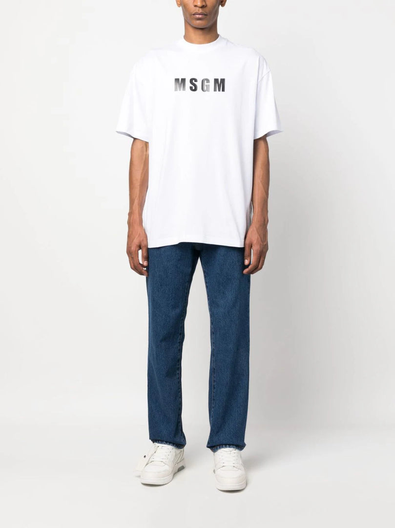 MSGM LOGO-PRINT-CREW-NECK T-SHIRT