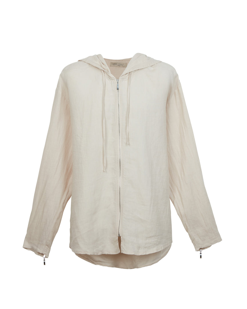 UNO VERRA ZIPPER HOODIE LINEN